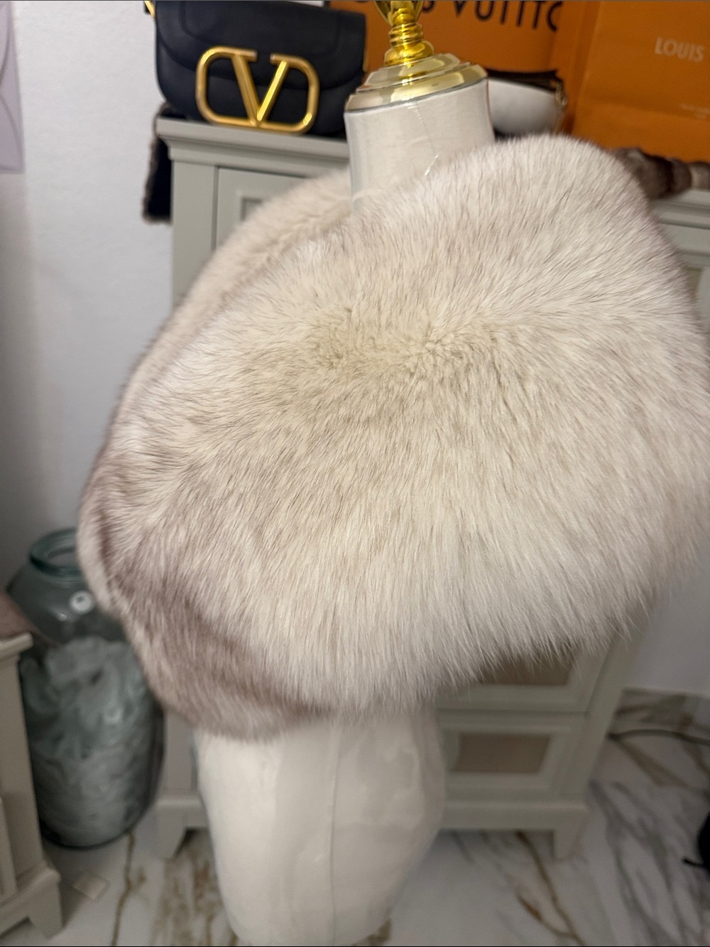 Saga fox fur wrap blue fox